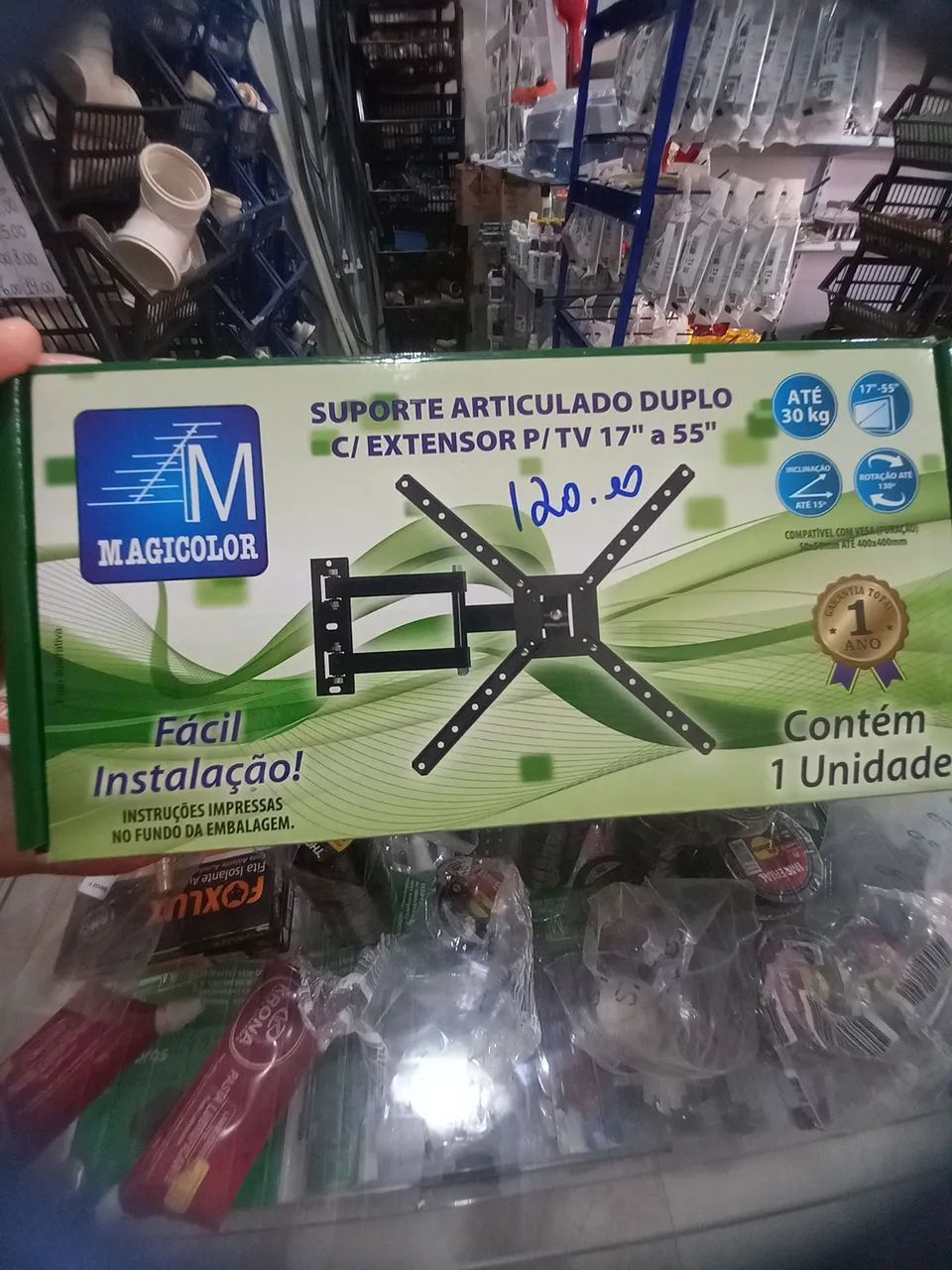Suporte articulado duplo c/ extensor p/ tv
