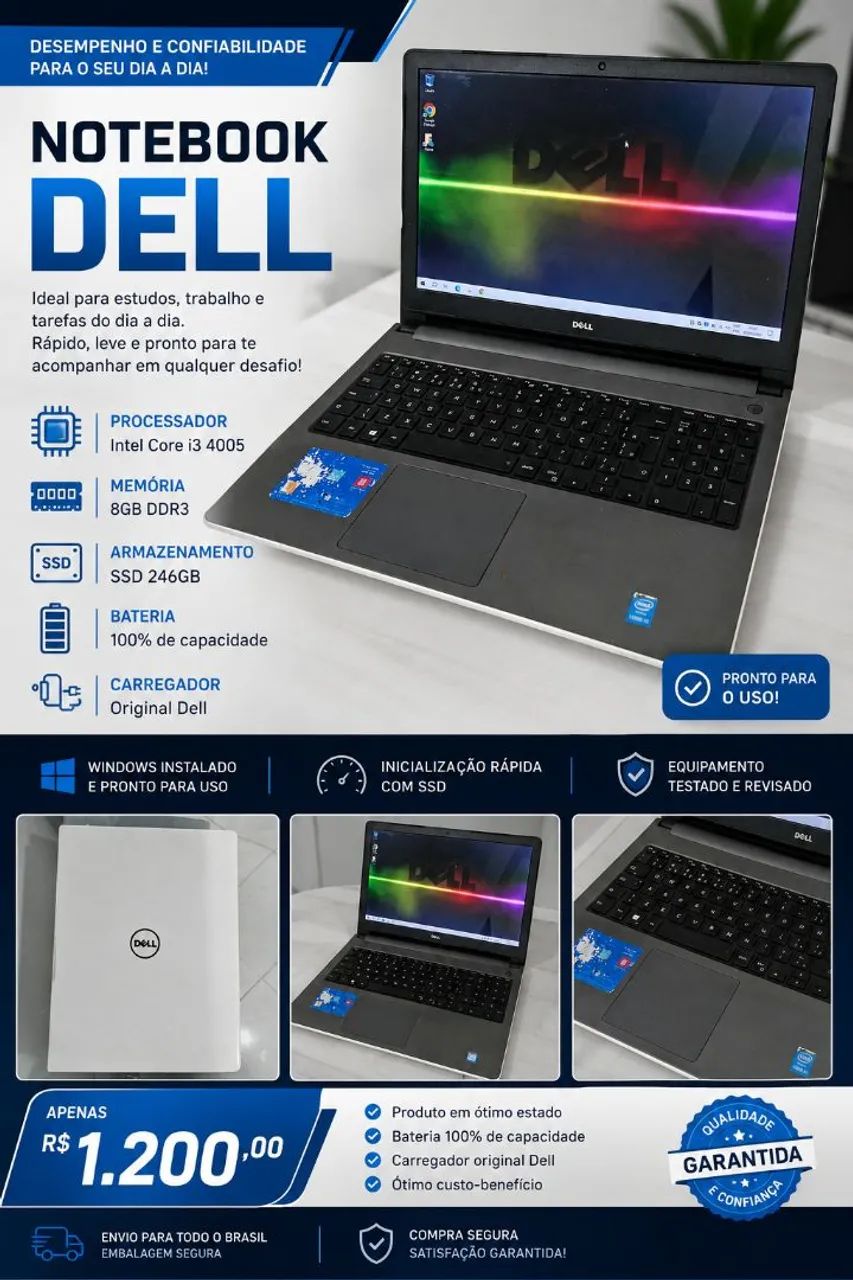 Notebook Dell branco i3, 8gb, ssd 256gb - Foto 2
