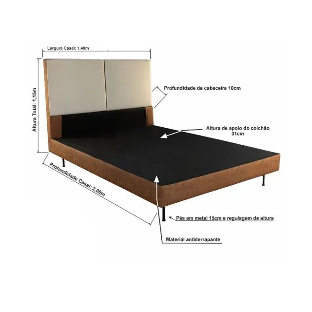 Cama Marte Casal com Cabeceira Paropas - Foto 2