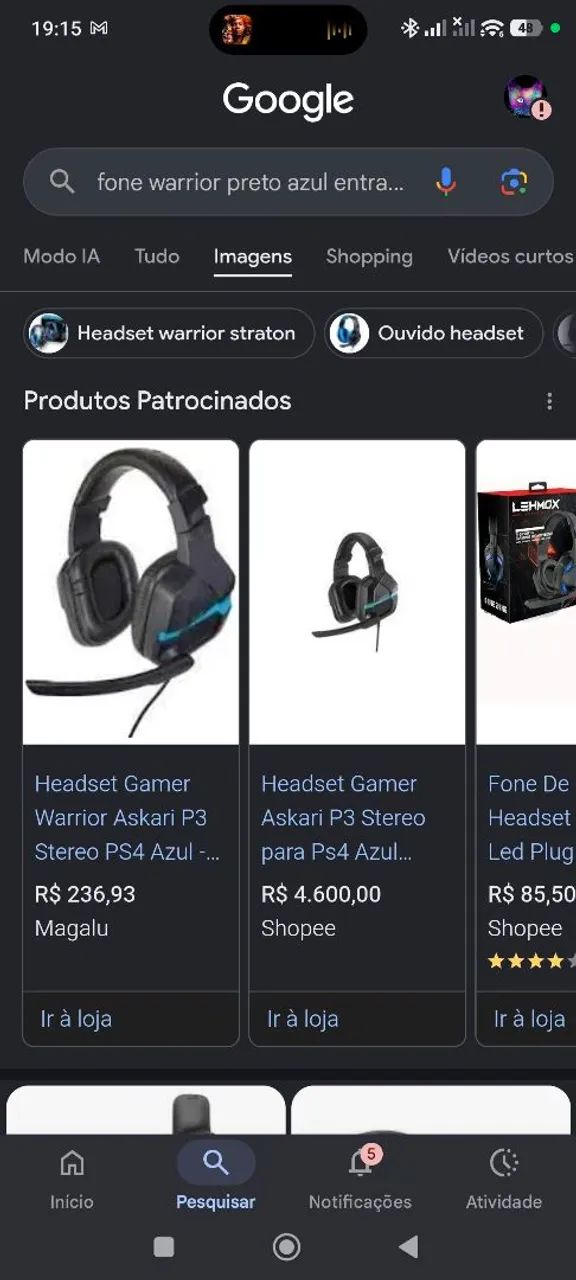 HEADSET WARRIOR USADO POUCAS VEZES - Foto 2