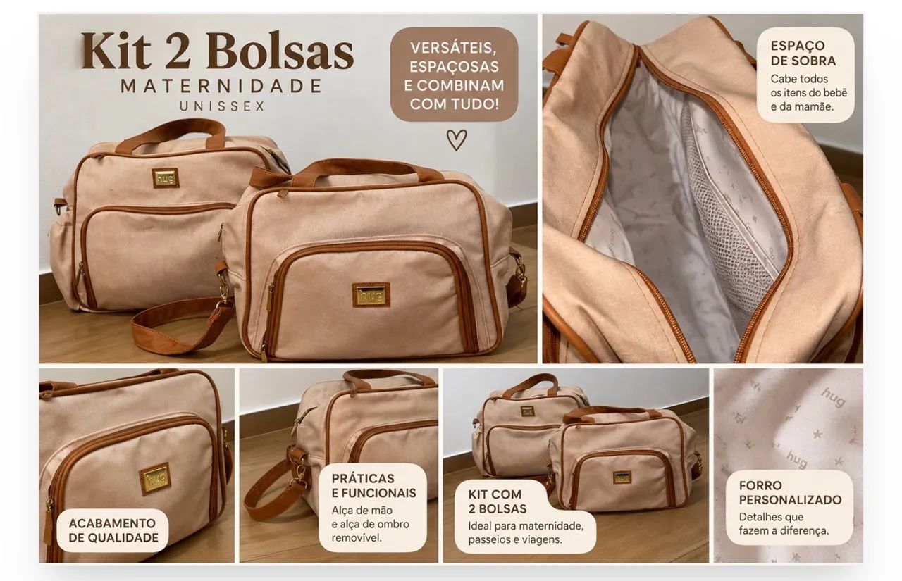Kit 2 bolsas maternidade- hug