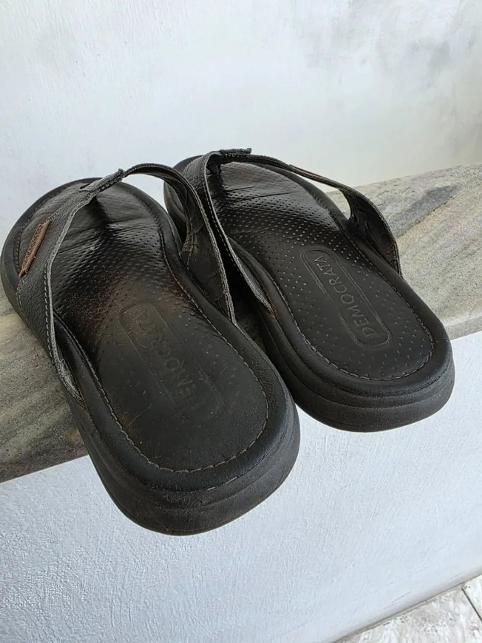 Chinelo Democrata Marrom Couro Num 39 Zero - Foto 3