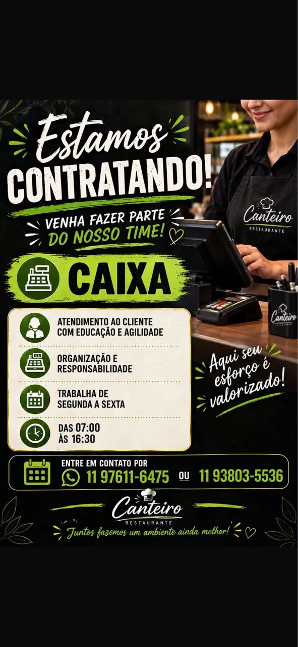 OPORTUNIDADE vaga de Caixa 