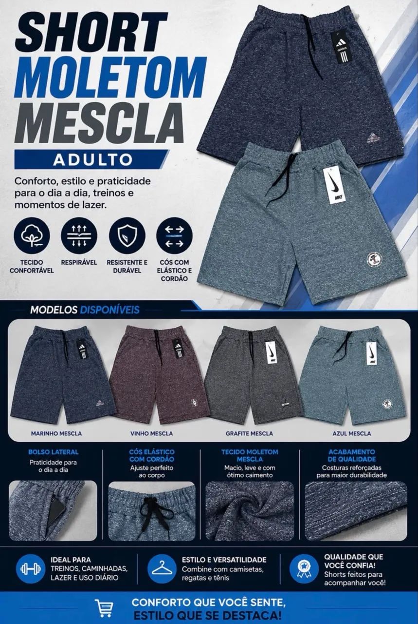 Short moletom mescla 