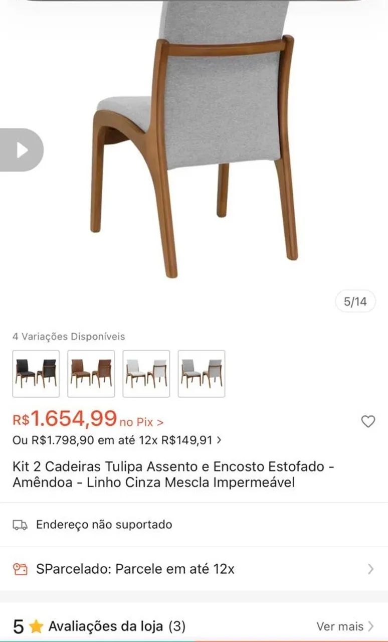 Cadeiras Estofadas de Madeira - Kit com 2 unidades - Foto 3