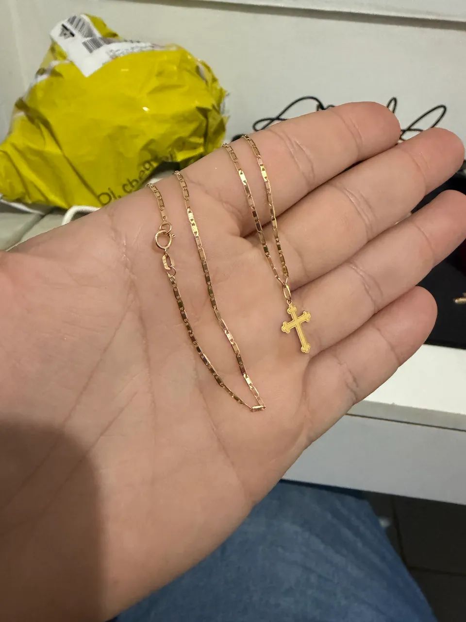 Corrente piastrine de ouro 18