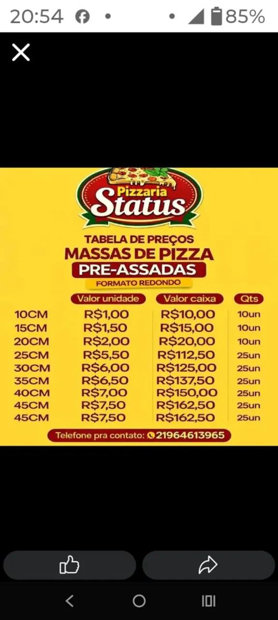 Fábrica de pizzas e massas semi pronta pra revendedores 