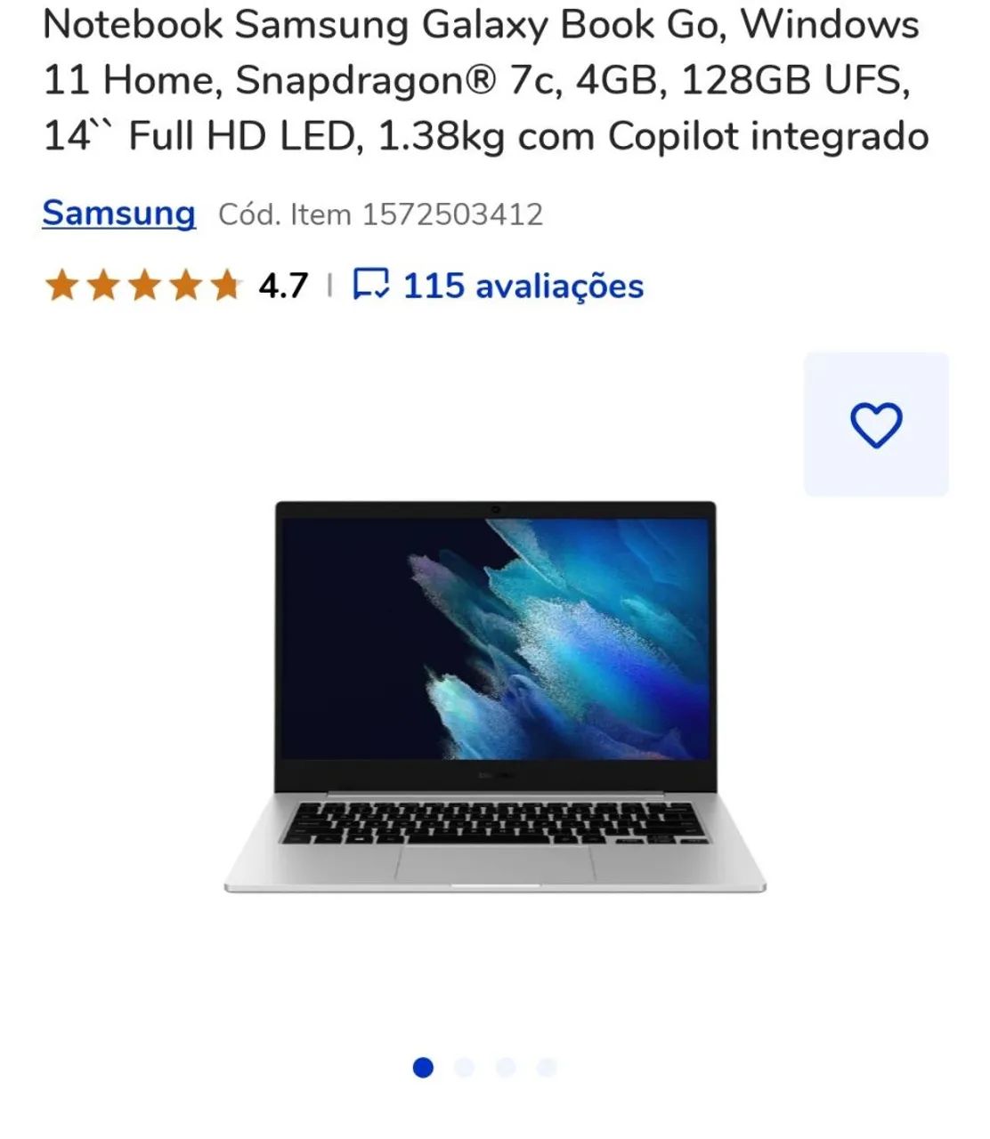 Notebook Samsung Galaxy Book Go 128gb, produto novo comprei em Julho - Foto 4