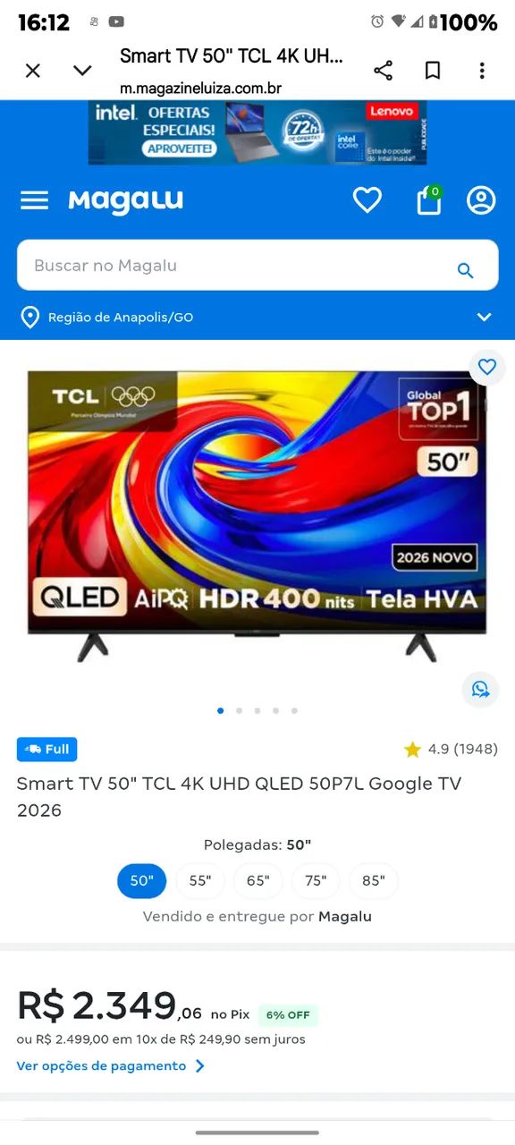 TV tcl qled 50 polegadas nova na garantia - Foto 4
