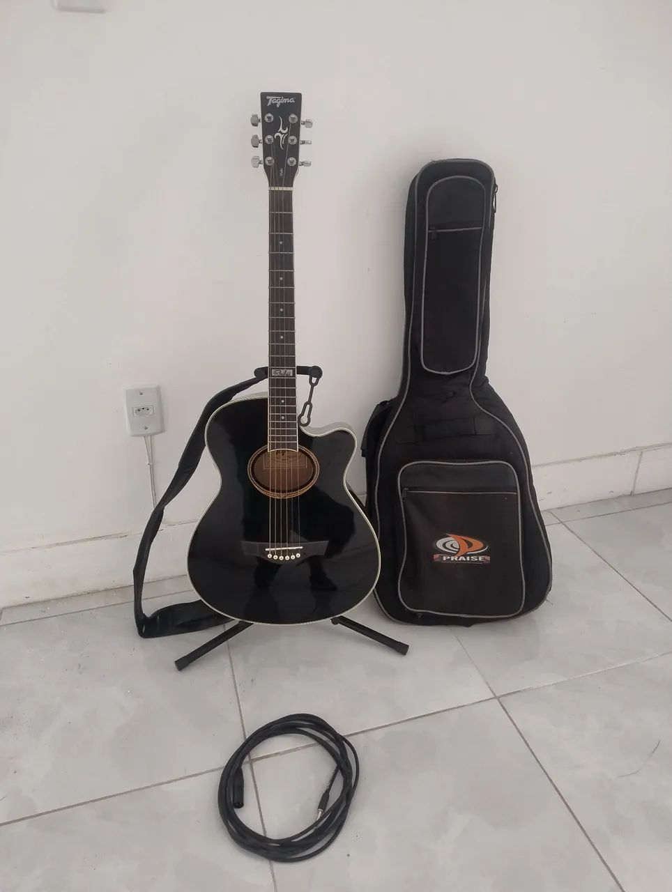 Violão Tagima Dallas com alça, capa acolchoada, pedestal e cabo ponta banana e PPA. - Foto 3
