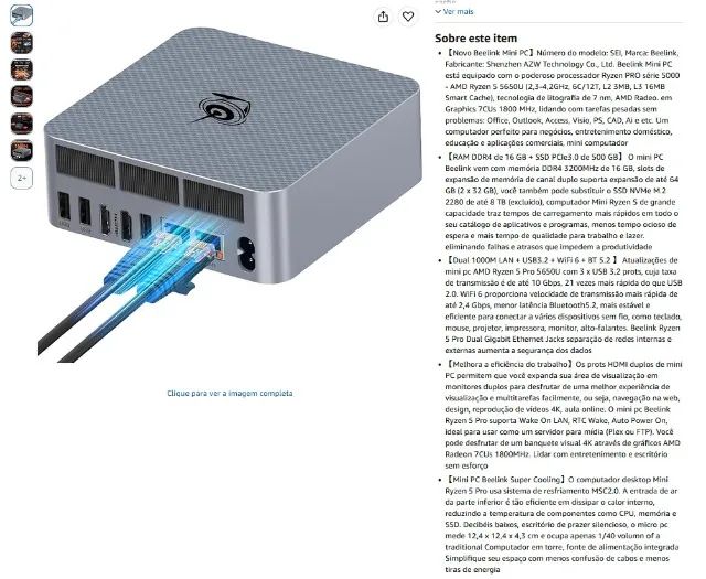 Mini PC Beelink Mini PC SEI ("PC Gemer"). - Foto 5
