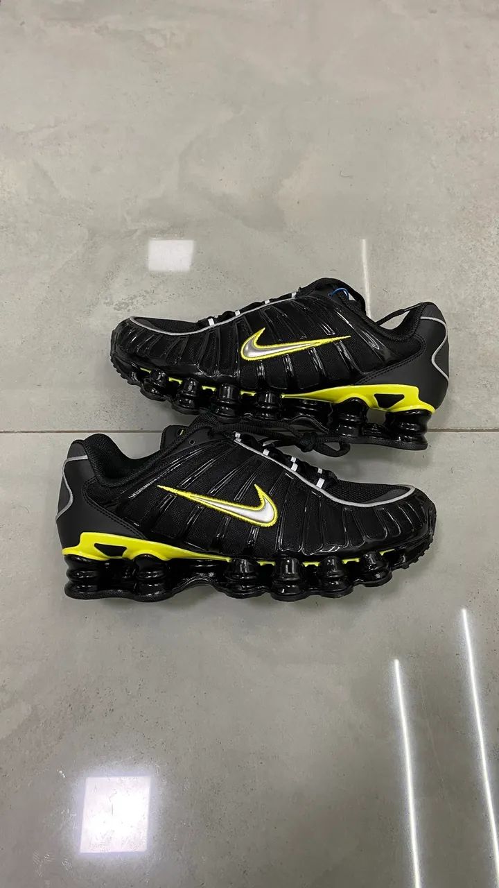 Nike Shox TL Black Dynamic Yellow Metallic Silver