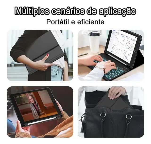 Capa Teclado Abnt Iluminado P/ Tablet Samsung Galaxy Tab S9 S9 Fe S10 Lite S10 Fe - Foto 3