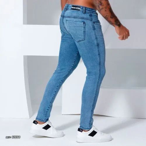 Calça slim masculina azul - Foto 3