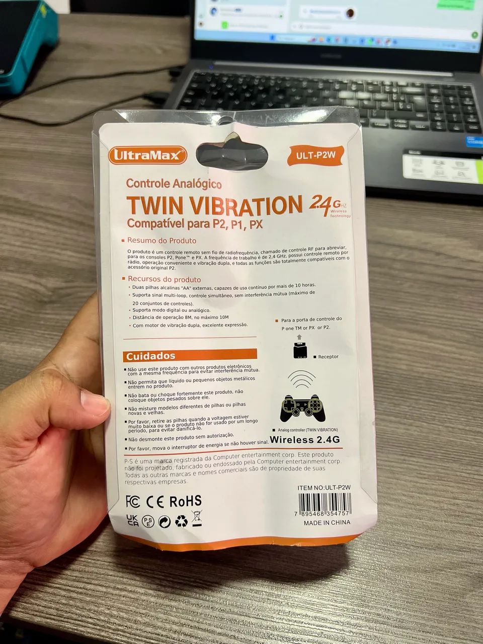 Controle sem fio para PS2 e PS1 com vibração - Foto 3