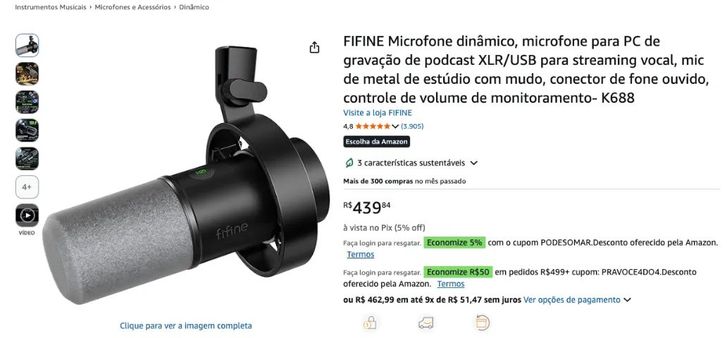 Microfone FIFINE K688418477645791252480