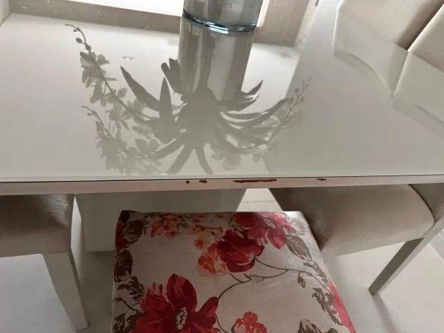 Mesa Quadrada 1,40 x 1,40 - 6 cadeiras - Off White - Foto 3
