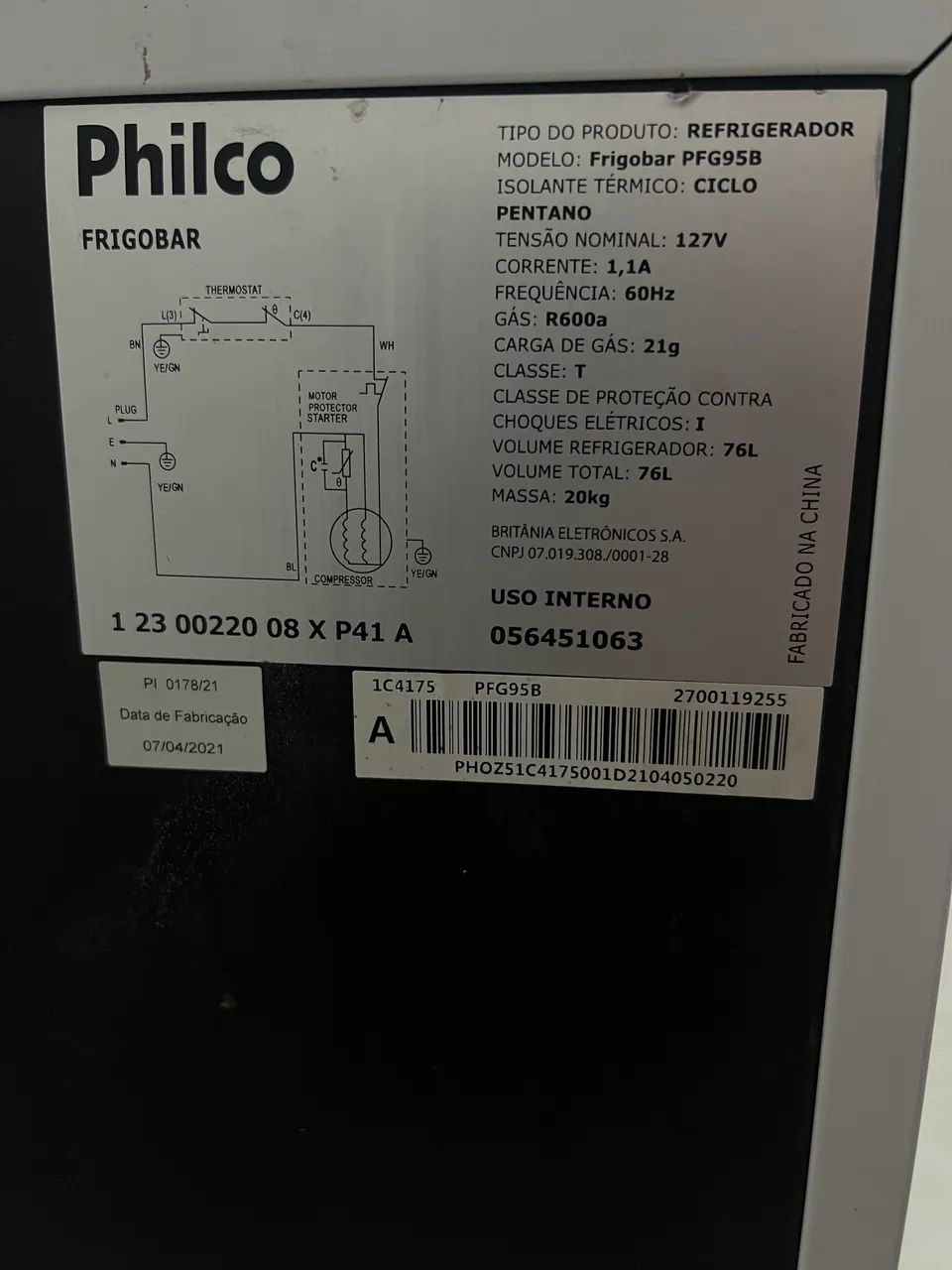 Frigobar Philco 76L