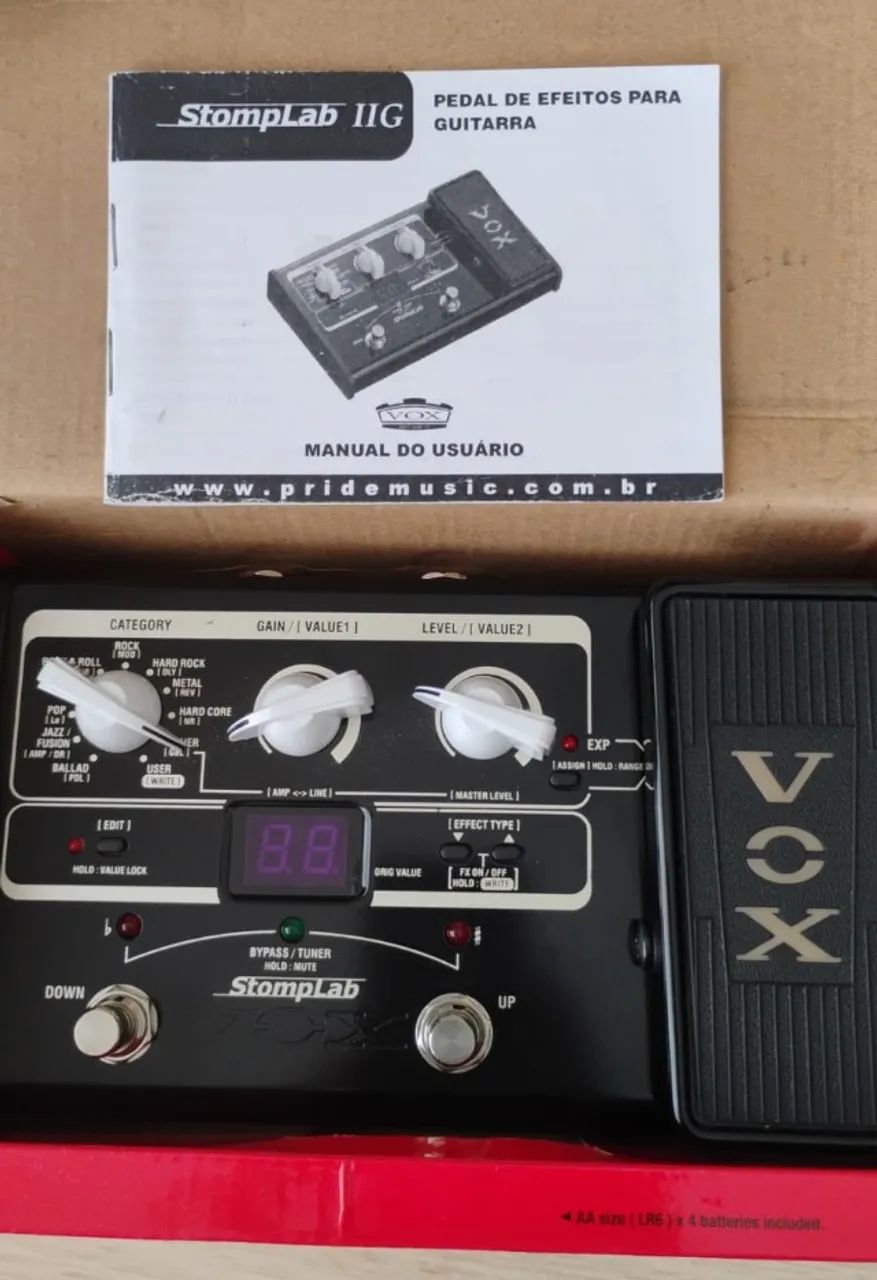 Pedaleira vox StompLab nova, cx e manual