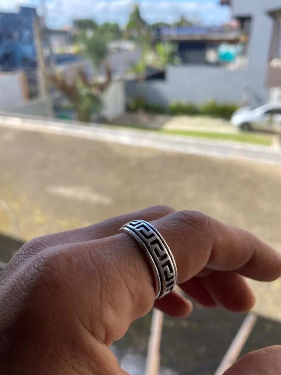 Anel Grego Masculino em Prata - Meandro - Aro 23 - 8,64g - Foto 5
