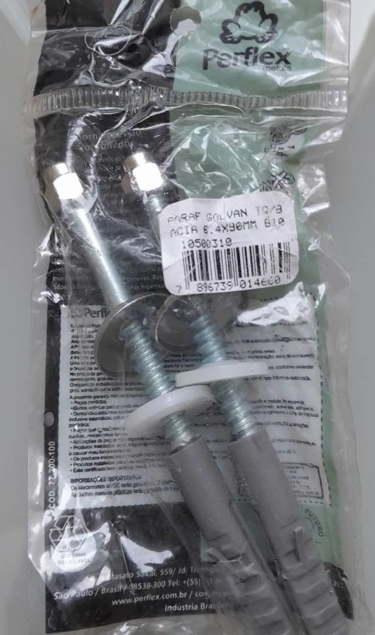 Parafuso galvanizado Tanque/Bacia 6.4 X 90 MM B10 (par) - Perflex  - Foto 2