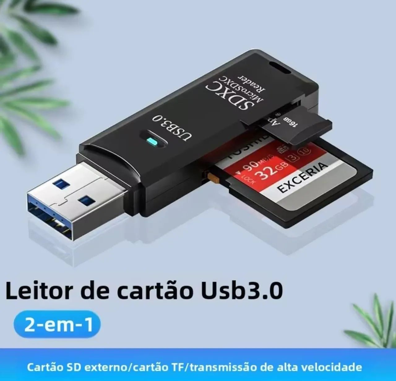 Leitor de cartão 2 em 1 USB 3.0