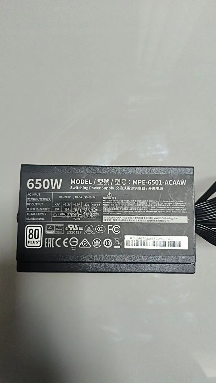 Fonte Pc gamer 650w 80plus cooler master 