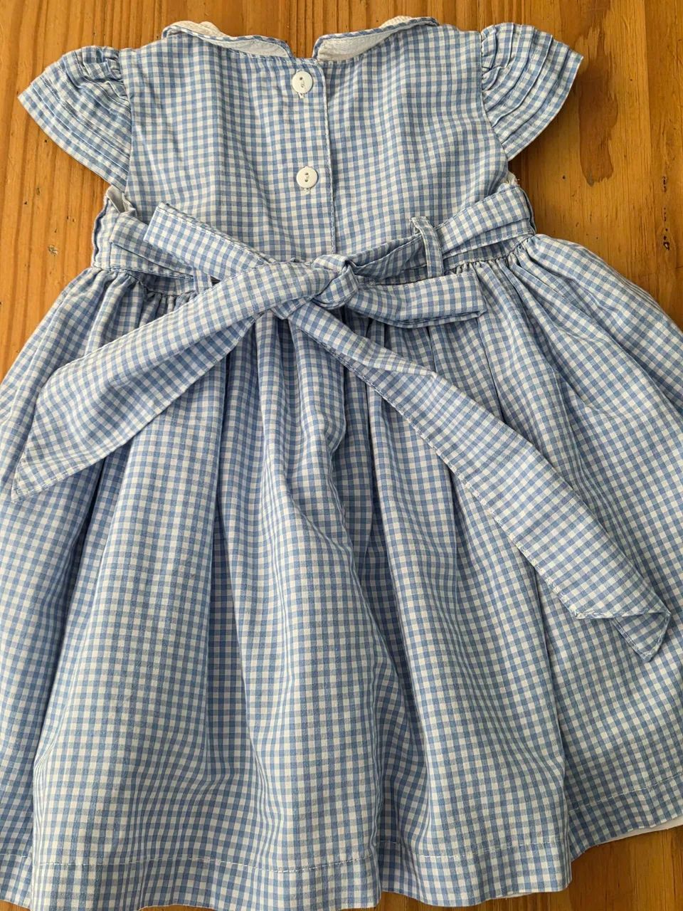 Vestido de Festa Xadrez Azul 12-18m - Foto 4