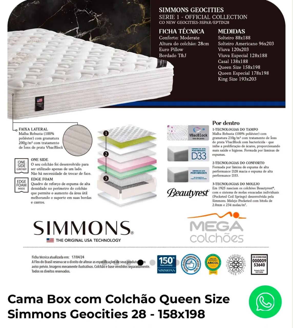 Colchão Queen Size (Marca: Simmons) - Foto 4