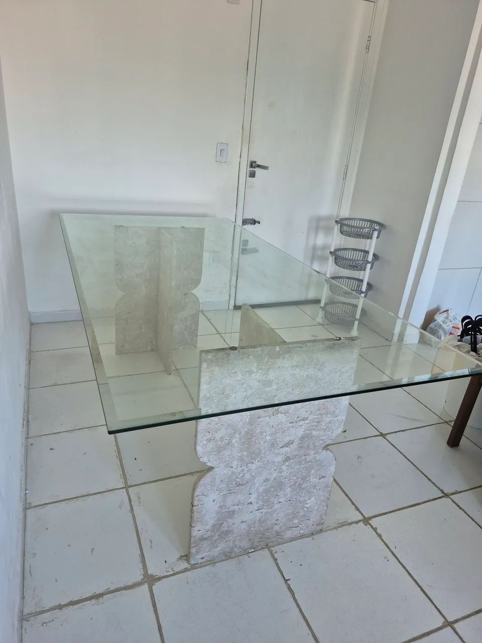 Mesa de Jantar em Mármore e Vidro 2,00 x 1,00 m | Design Moderno