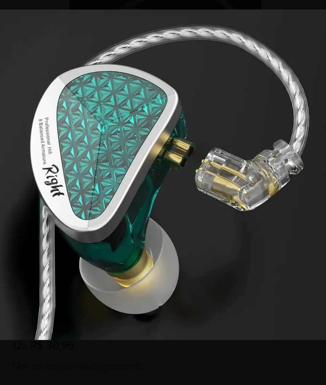 Fone Kz As16 Pro 16 Drivers Cor verde s/ Microfone