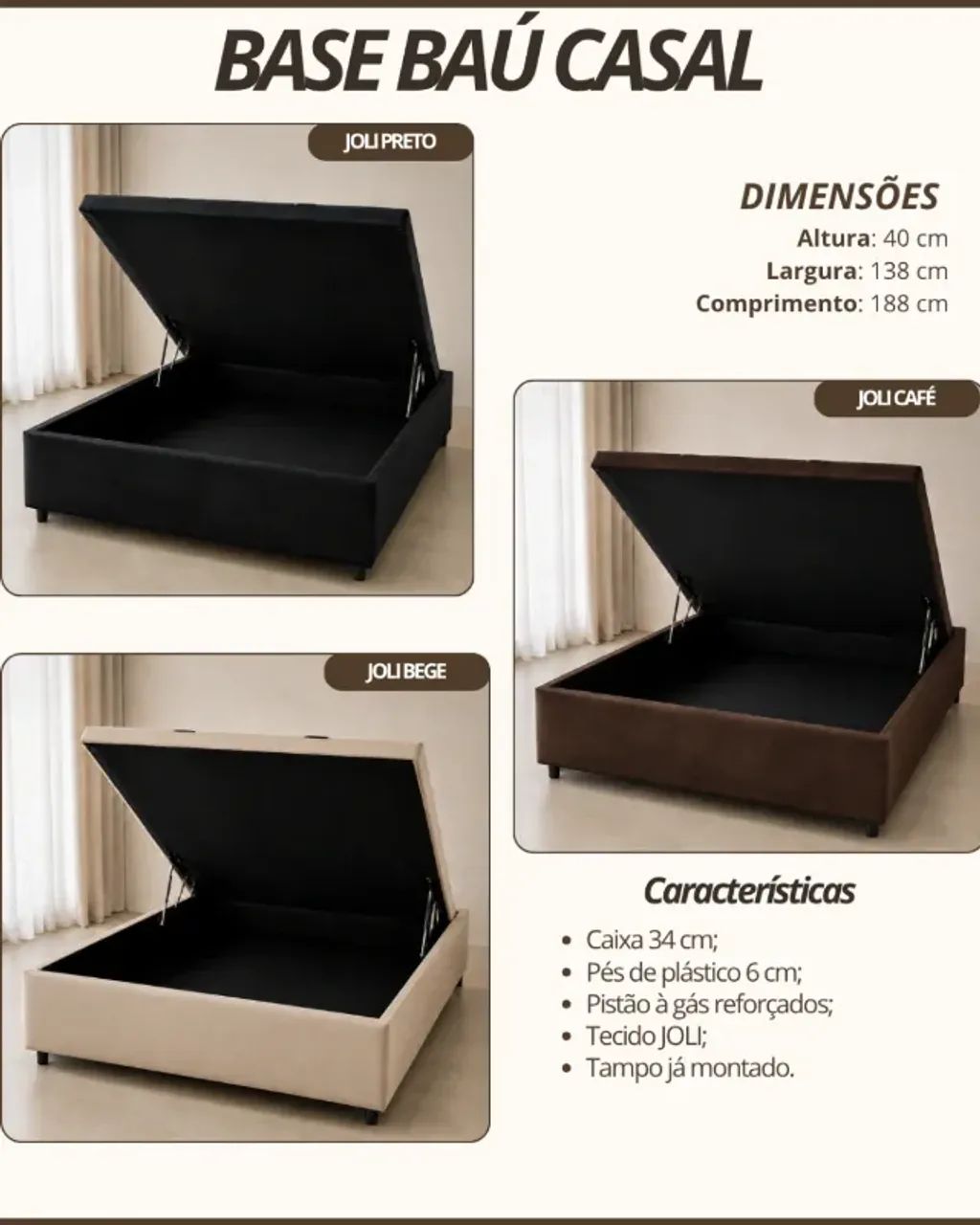 Cama Casal Box Baú Base - Já com Entrega