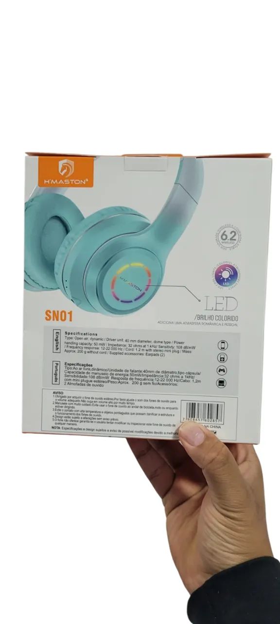 Fone Bluetooth H?Maston SN01 Elegante | Headphone Sem Fio com LED | Android e iPhone - Foto 4