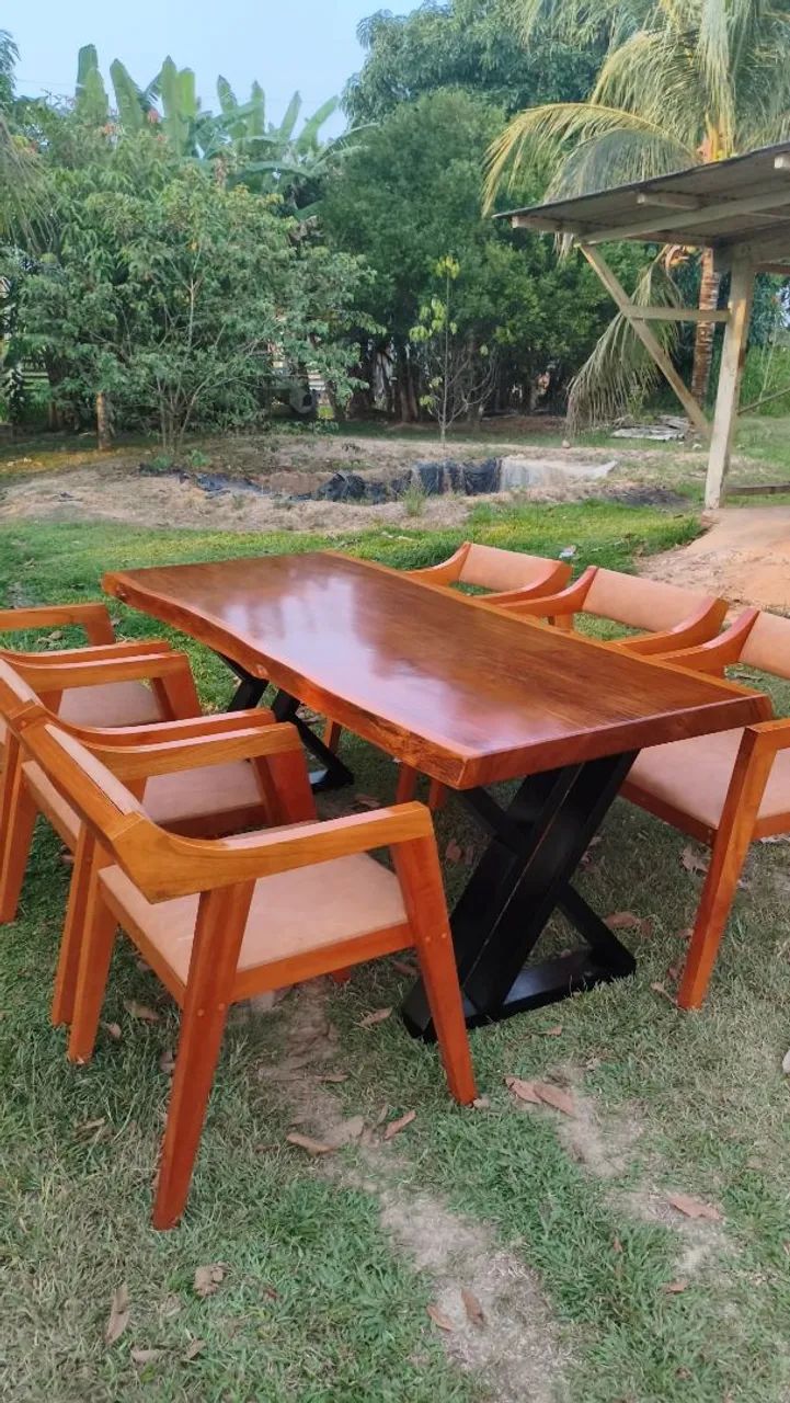 Mesa Rústica 2 metros com poltronas katakana acolchoadas  - Foto 2