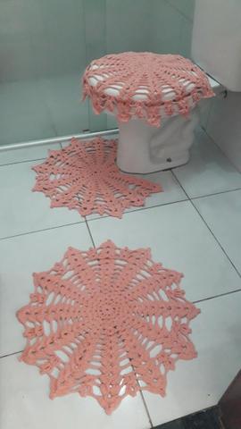 Tapete para banheiro em crochê Kit 3 peças.Novo!!! - Foto 4