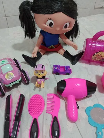 Maquiagem infantil Playset Estilo Cabeça Boneca Penteado Jogo de Beleza com  Secador de cabelo Presente de Aniversário para Meninas