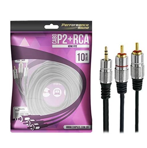 Cabo Auxiliar P2 Estereo + 2 RCA Macho - Fitz C1 - 2m