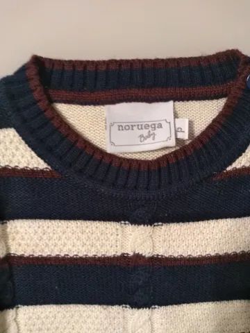 Suéter e calça jogger em tricô marca Noruega, tamanho P (0 a 3 meses) - Foto 4