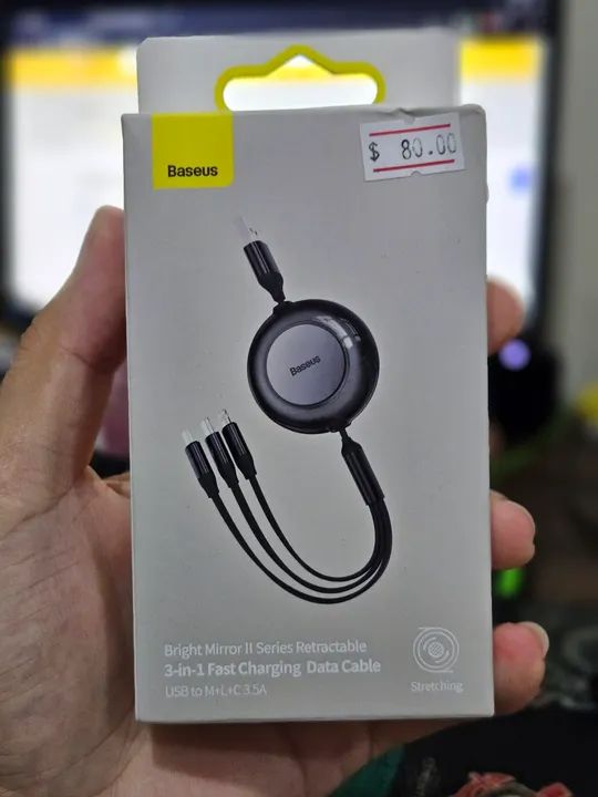 Cabo Baseus 3 em 1 usb para USB-C Lightning Micro USB 