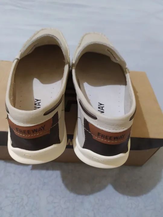 Mocassim masculino Freeway Evora001 couro Bone tamanho 40 - Foto 2