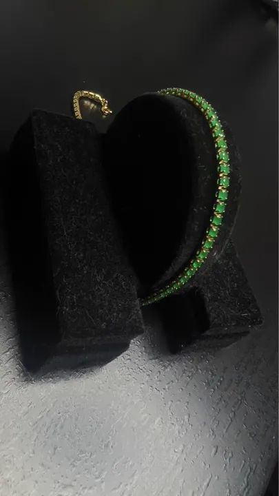 Pulseira Feminina com Pedra verde - Foto 3