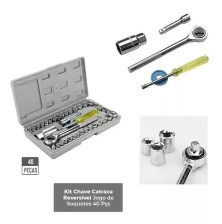 Kit Soquete Chave Catraca Sextavada 40pçs  3/8 1/4 Ha8205-6 - Foto 5