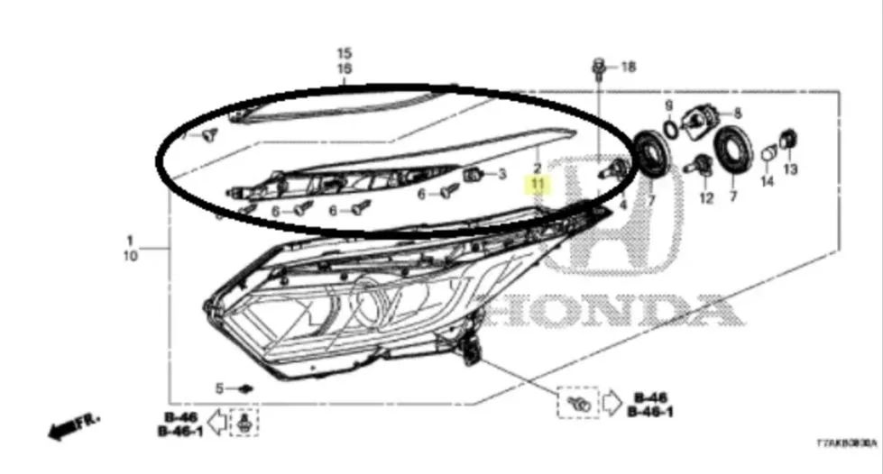 hn Moldura do Farol Esquerdo Honda HRV 2019 a 2021 Original