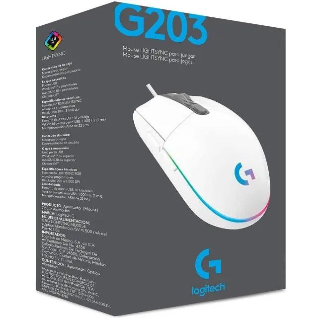 Mouse Gamer Logitech G203 RGB Lightsync, 6 Botões, 8000 DPI - Foto 3