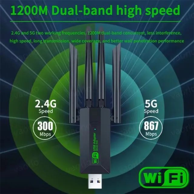 Adaptador Wi-Fi USB 1200M 4 antenas - Foto 3