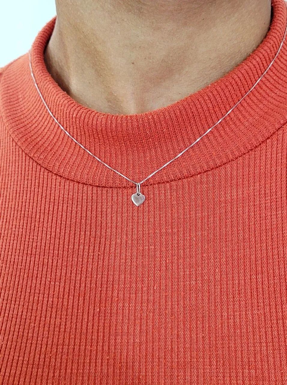 DESCONTO! Colar Coração mini Ouro 18k branco - Foto 3
