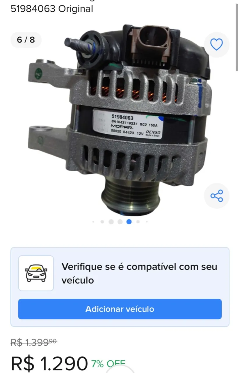 Alternador Mopar 51984063 Original 150ah