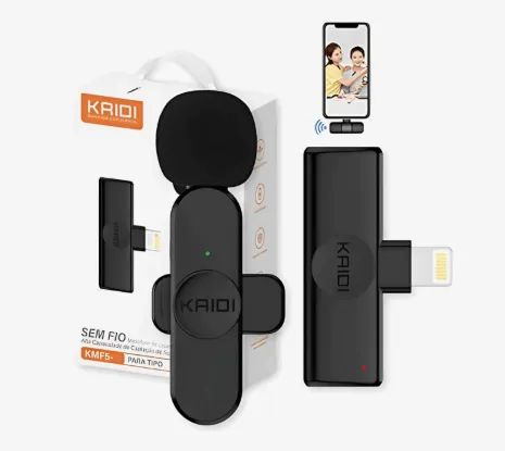 Microfone de Lapela Sem Fio Profissional Lightning