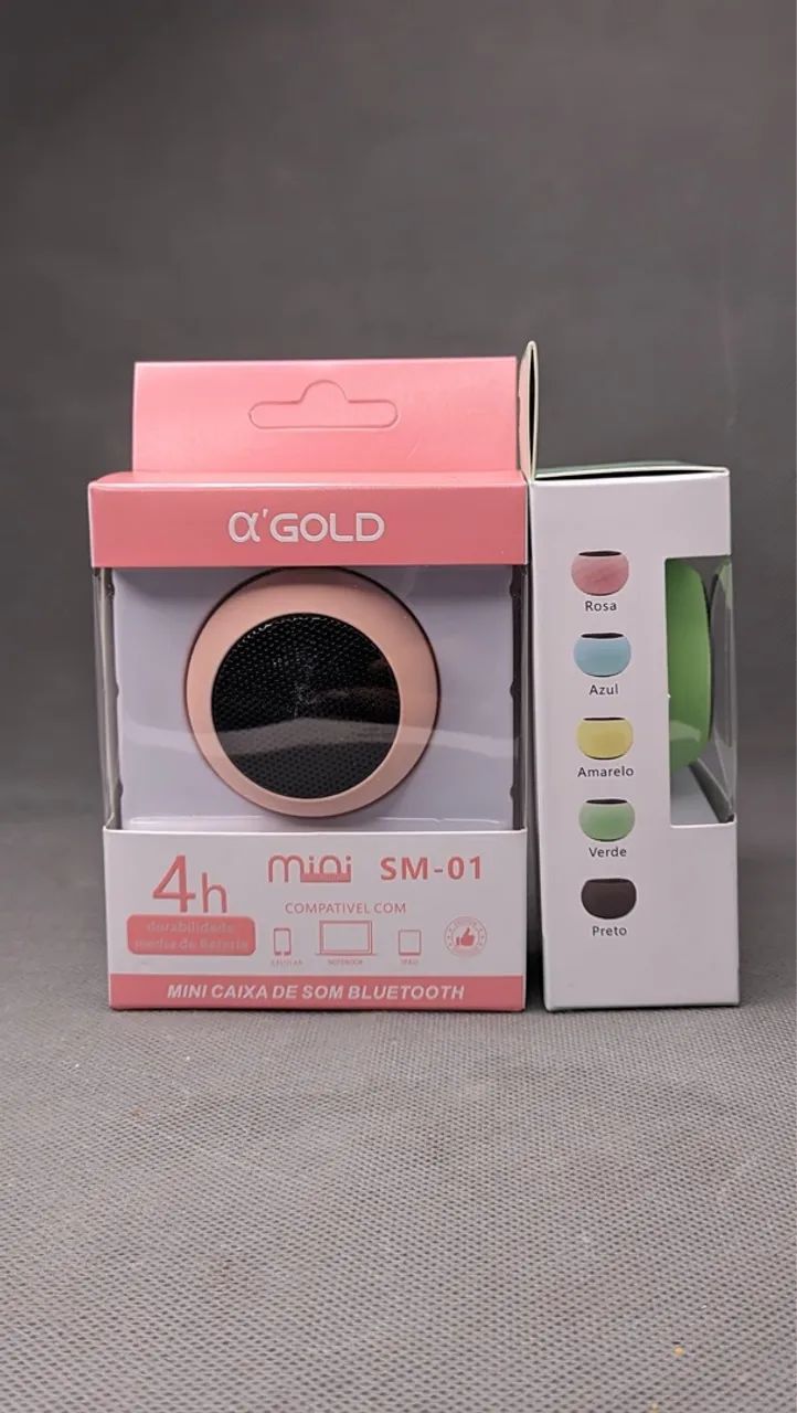 Mini Caixa de Som Bluetooth 4h - A'Gold SM-01