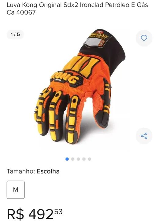 Luva de Segurança Kong Sdx2 Ironclad Petróleo e Gás